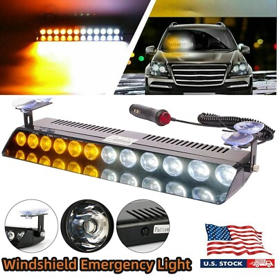 #ad 12 LED Car Strobe Light Emergency Flash Windshield Warning Lamps12V Amber White $16.75