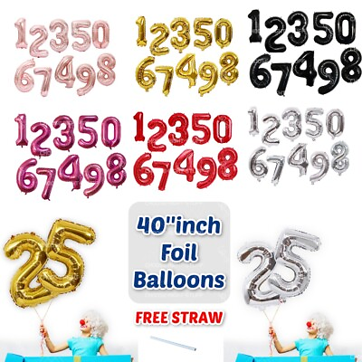 #ad 40quot; Number Foil 16#x27;#x27; Letter Birthday Party A Z Air Number Helium Ballon Party UK GBP 3.49