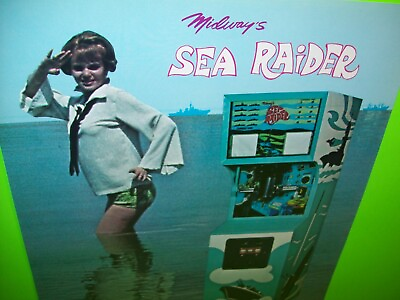#ad Sea Raider Arcade FLYER Original NOS Game Artwork Submarine Subs 1969 Vintage $27.20