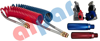 #ad Air Brake Hose Kit 15ft Red amp; Blue Coiled With Glad Hands amp; Aluminum Handles $58.00