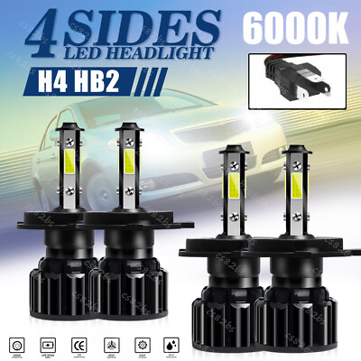 #ad 4PCS 4 Sides 9003 H4 LED Headlight Kit Bulbs Hi Lo Beam 6000K HB2 5000W 675000LM $21.59