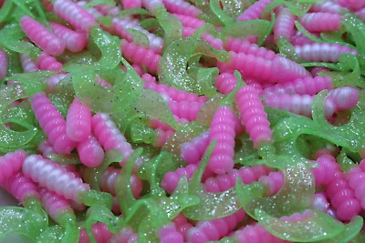 #ad 2quot; Pink Chartreuse Hot Grubs Twister Tails Crappie Walleye Bass Fishing Lures $7.99