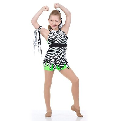 #ad Welcome To The Jungle ZEBRA Adult XL Dance Costume Skirted Unitard Animal USA $29.95
