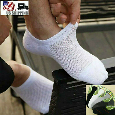 #ad 10Pack Men Bamboo Cotton No Show Socks Low Cut Casual Sport Solid Nonslip Summer $8.39