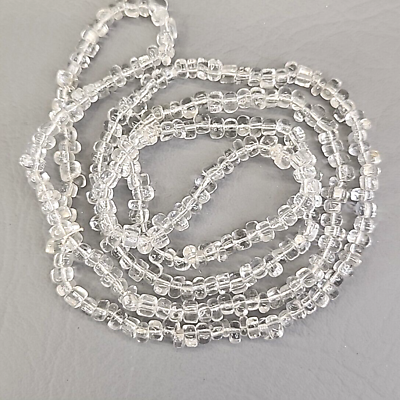 #ad Glass Beaded Necklace Clear Various Shapes Jewelry 34quot; $20.00