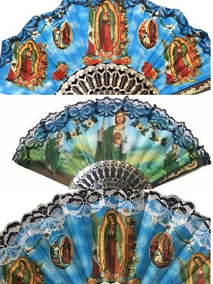 #ad 3PC X Our Lady of Guadalupe St jude hand fans or tote bags for Church favor $9.99