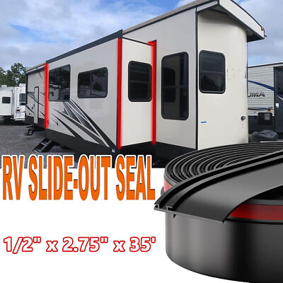 #ad 1 2quot;x2.75quot;x35#x27; RV Trailer Slide Out Wiper Seal Camper Travel Rubber Weather Seal $55.99