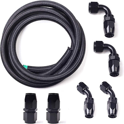 #ad 12FT 10AN Hose Nylon Stainless Steel Braided CPE Oil Fuel Line Hose Fittings Kit $44.55