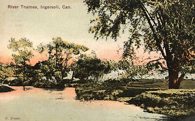 #ad Vintage Postcard 1900#x27;s Thames River Ingersoll Ontario Canada CAN Sunset Nature $8.78
