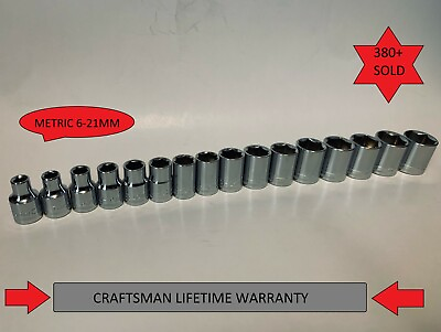 Craftsman Socket Set 3 8quot; Drive 16 Piece 6 Pt Point Metric Chrome 6 21mm $35.00