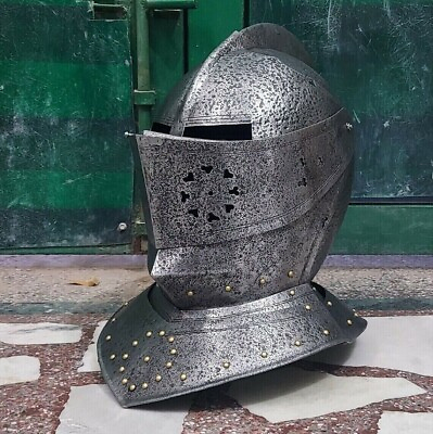 #ad Handmade Medieval Knight Tournament Close Armor Helmet Replica Solid Steel Helme $188.70