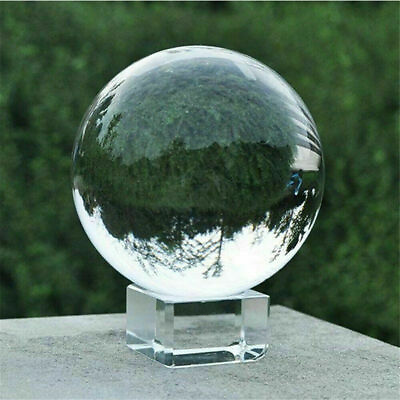 #ad 60 80mm K9 Clear Photography Crystal Ball Sphere Decoration Lens Photo Stand $11.98