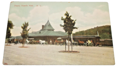 #ad 1907 ERIE RAILROAD TUXEDO PARK NEW YORK PASSENGER DEPOT UNUSED POST CARD $30.00