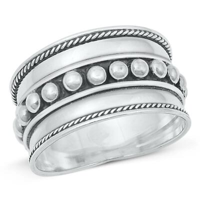 #ad Sterling Silver Woman#x27;s Bali Fashion Unique Ring Cute 925 Band 13mm Sizes 5 13 $19.69