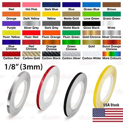#ad 1 8quot; Roll Vinyl Pinstriping Pin Stripe Solid Line Car Tape Decal Stickers 3mm $8.95