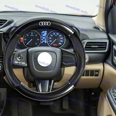 #ad Quality Leather Carbon Fiber Style 15quot; Car Steering Wheel Cover For All AUDI New $38.88