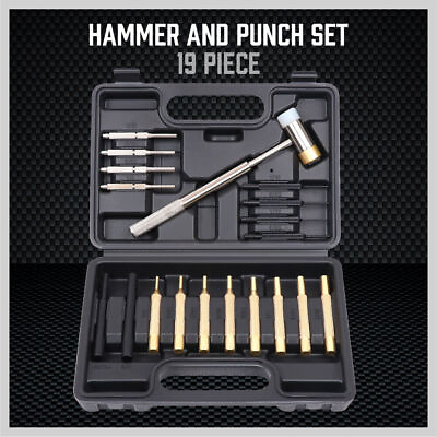 #ad 19Pcs Hammer amp; Punch Set Brass Steel Nylon Punch Hammer Gunsmith Drift with Case $26.59