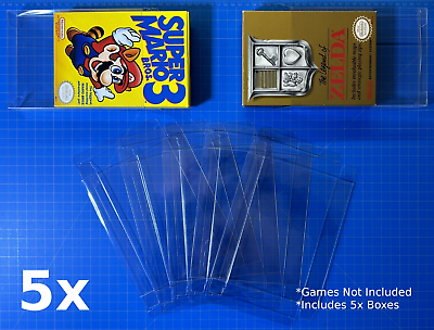 #ad 5x Nintendo NES CIB Clear Protector PET Plastic Box Case Sleeve Archival $9.49