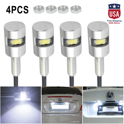 #ad 4PCS Motorcycle Car SMD LED License Plate Light Screw Bolt Lamp Bulbs Universal $8.99
