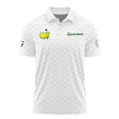 #ad Masters Tournament Golf Taylor Made Polo Shirt Logo Text Pattern White Green $29.99