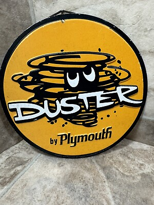 #ad Duster Plymouth Round Metal Tin New Garage Shop Man Cave $7.70