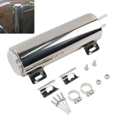 #ad 3quot; X 10quot; 32OZ Polished Stainless Steel Radiator Coolant Overflow Catch Tank Can $20.88