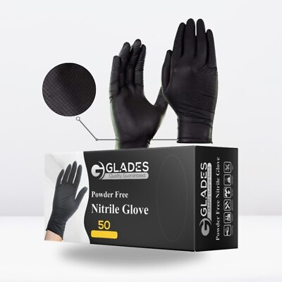 #ad GLADES Heavy Duty Black Nitrile Gloves Powder Latex Free 8 Mil M L XL XXL $129.99