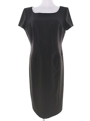 #ad Marksamp;amp;spencer Size 12 40 Black Midi Shift Dress Short Sleeve $54.74