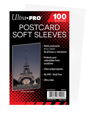 #ad 100 Count Pack Ultra Pro Postcard Standard Size Sleeves For Archival Acid Free $6.79