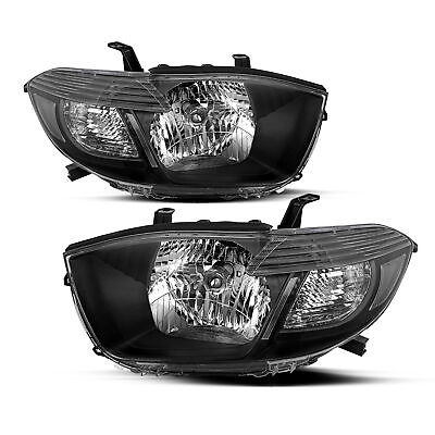 #ad For 2008 2010 Toyota Highlander 4Door Black Headlights Assembly Headlamps Pair $78.59