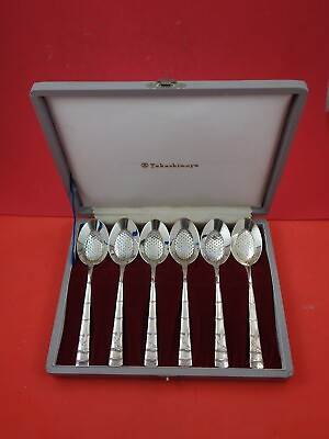 #ad Bamboo by Various Makers Sterling Silver Ice Cream Spoon set of 6 .950 silver 6quot; $233.10