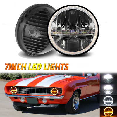 #ad 7quot; Inch LED Headlights Halo DRL Angel Eyes for 1955 57 Chevy Bel Air Pickup Nove $48.30