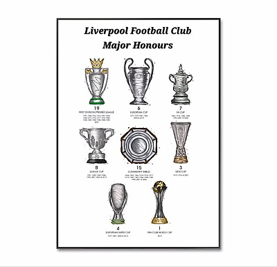 #ad Liverpool Football Poster Liverpool Poster Liverpool Trophies A4 Print Soccer GBP 5.99
