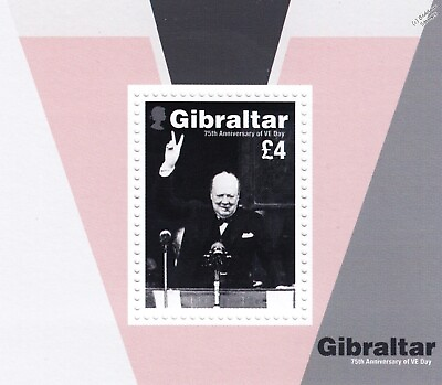 #ad WWII 75th Anniversary of VE Day WINSTON CHURCHILL Stamp Sheet 2020 Gibraltar GBP 2.59