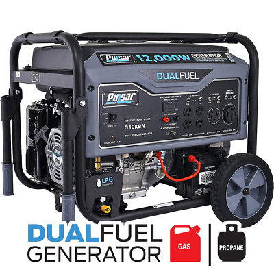 Pulsar 12000 Watt Portable Dual Fuel Propane Gas Generator Electric Start G12KBN $805.99