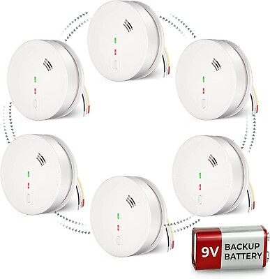 #ad Siterwell Hardwired AC Powered Smoke Detector Alarm w Battery Backup 6 pack $67.44
