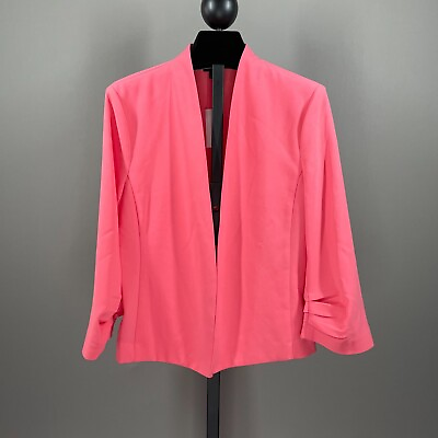 #ad NEW Ann Taylor Bright Pink Open Front Blazer Jacket Womens Medium $49.99
