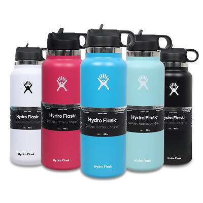#ad Hydro Flask 40 Oz Water Bottle Wide Mouth Straw Lid $27.89
