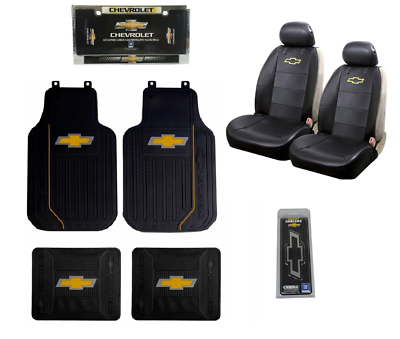 #ad Chevy Bowtie Car Truck Front Back Floor Mats License Plate Frame Seat Covers $59.99