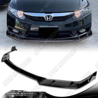 #ad For 09 11 Honda Civic 4DR Sedan GT Style Painted Black Front Bumper Lip Spoiler $62.99