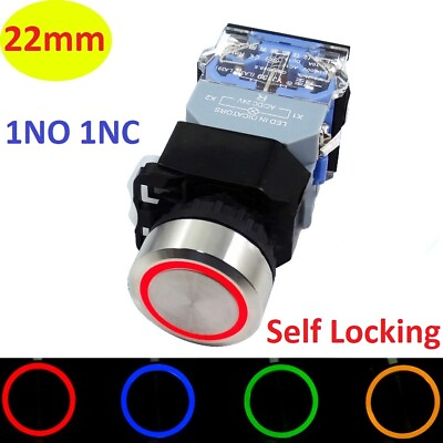 #ad 22mm Metal Stainless Steel With Lights Push Button Switch Self Locking 220V 24V $345.00