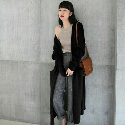 #ad Lady Sweater Knitted Coat Jacket Cardigan Outwear Long Jumper Loose Casual Solid $28.61