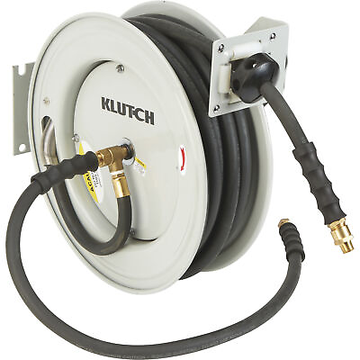 Klutch Auto Rewind Air Hose Reel With 1 2in. x 50ft. Rubber Hose 300 PSI $129.99