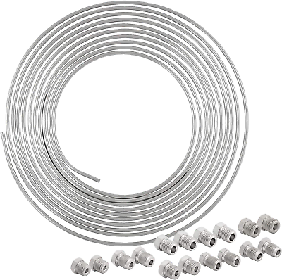 #ad 25 Ft 3 16 316L Marine Grade Stainless Steel Brake Line Tubing Coil and Fitting $63.56
