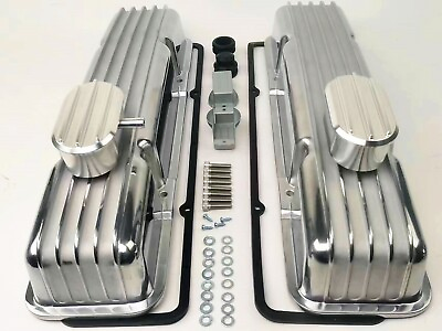 #ad Chevy Aluminum Tall Finned Valve CoverBreather amp; PCV Kit W Gasket 350 Nostalgic $129.56