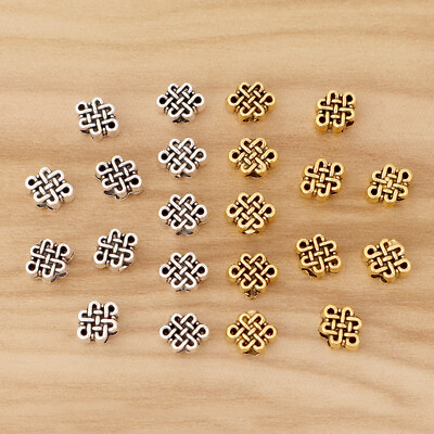 #ad 50pcs Tibetan Silver Gold Chinese Knot Spacer Beads Charms for Jewelry Making C $6.50