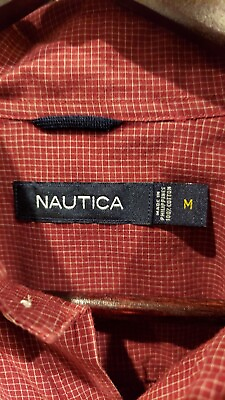 #ad Men#x27;s NAUTICA Long sleeve Button Down Shirt Burgundy Red Size M $6.87