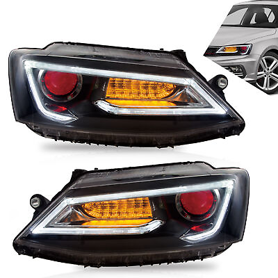 #ad VLAND Demon Eyes LED Headlights For 2011 2018 Volkswagen VW Jetta w Sequential $386.09