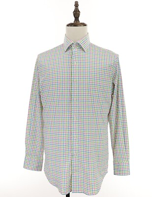 #ad Peter Millar Wicking Button Front Shirt Men#x27;s Medium Multicolor Check Nylon $30.79