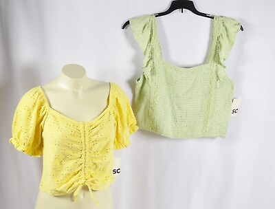 #ad SO Set of 2 Summer Tops Smocked Tank amp; Cinch Front Juniors Size XL NWT $21.59